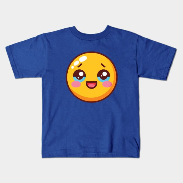 Smiling Crying Face Emoji Kids T-Shirt by blue-koala